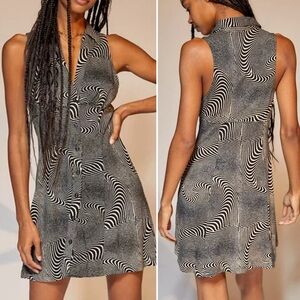 Urban Outfitters Tia Knit Mini Dress Abstract Swirl Black XS